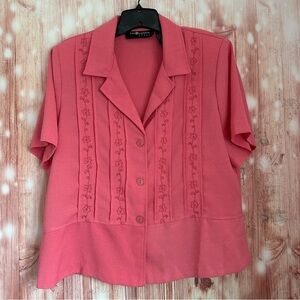 Vintage Sag Harbor Salmon Pink Floral Embroidered Suit Jacket